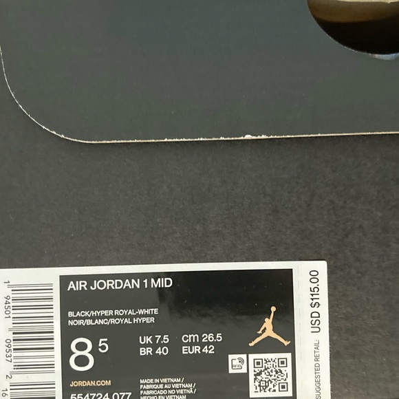 ✅ Nike Air Jordan 1 Mid Black Royal Blue Sneakers - Picture 13 of 13